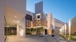 Museum front entrance at dusk